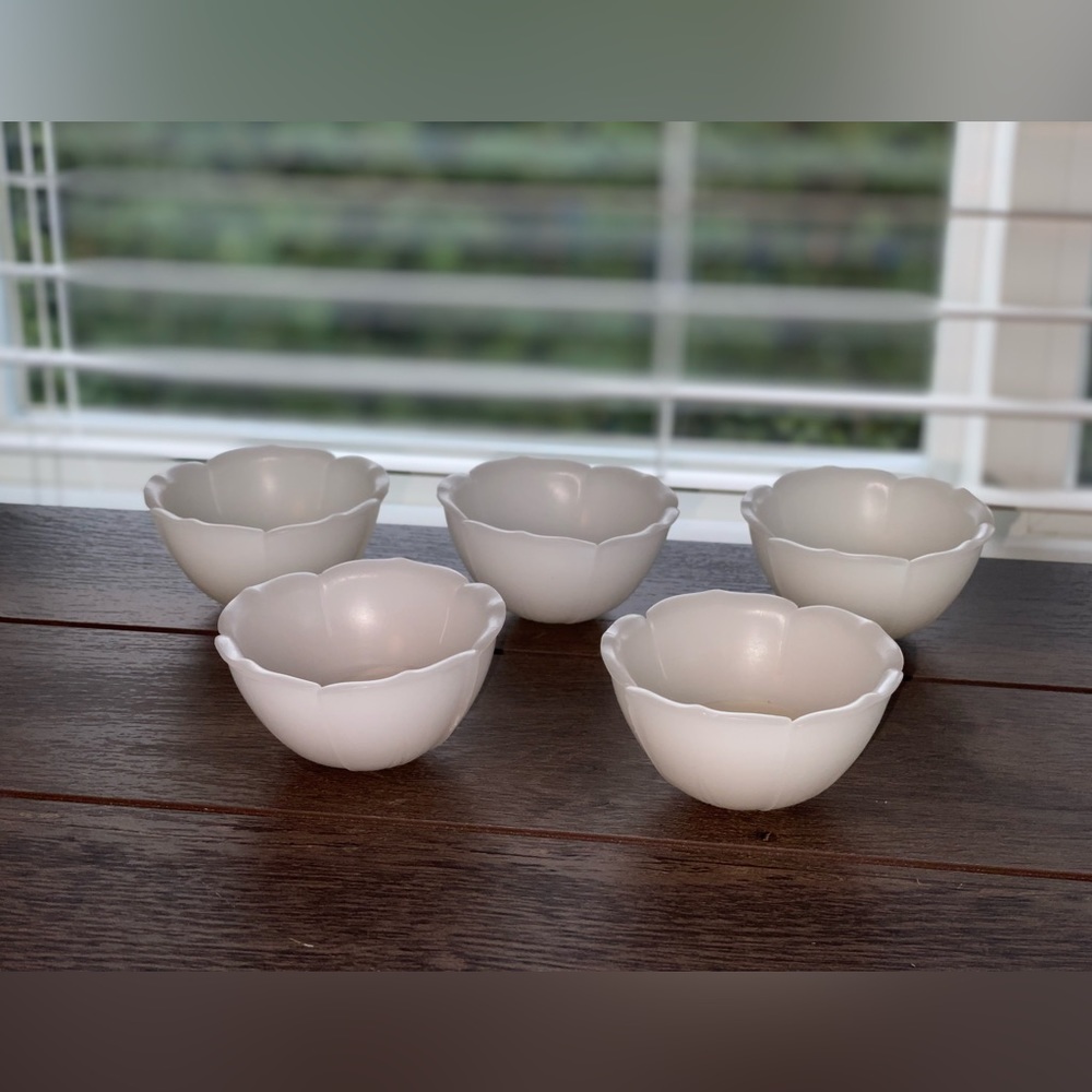 PartyLite White Blossom Wax Tealight Holder Set of 5 F1110 Romantic New